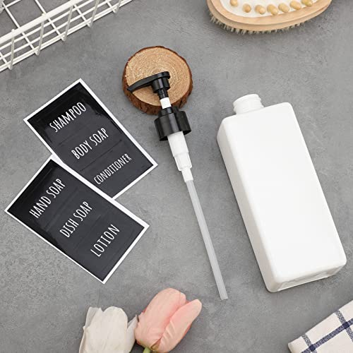 Image of Segbeauty 16.9oz Bathroom Soap Dispenser, 2pcs White Refillable Shampoo and Conditioner Bottles, 500ml Empty Plastic Square Press Pump Bottle Hand Soap Dispenser for Modern Bathroom Kitchen Decor