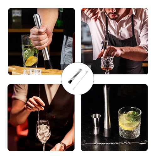 Cocktail Stößel,Edelstahl Cocktail Stampfer mit Barlöffel,Muddler Stößel für Cocktails,Mojitos, Säfte & Getränke,Ice Crusher Cocktails Zubehör,Bar Bartending Werkzeuge für Küche,Bar,Restaurant (20cm)