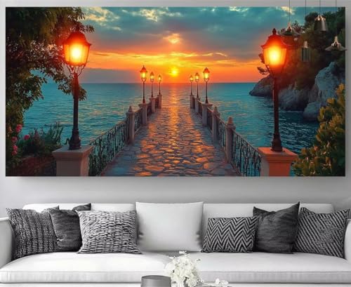 Broderie Diamant Paysage Coucher de Soleil pour Loisir Créatif Salon