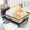 LIONONLY Dish Drainer Rack with Drip Tray,Space Saving Dish Rack,Stainless Steel Draining Board Rack with Utensil Holder,Detachable Dish Drying Rack for Kitchen,Kitchen Sink Drainer Rack