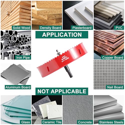 HYCHIKA 6-1/4 Inch/159mm Hole Saw,Bi-Metal Cutter Hole Max Cutting Depth 32mm with 1 Arbor Drill Bit for Wood Cutting Cornhole Plastic Drywall Boards Fiberboard