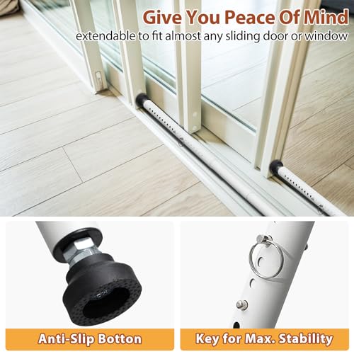 Feblomst Sliding Door Security Bar 18"-51", Adjustable Sliding Door Lock Security Bar, Window Security Bars Inside For Sliding Glass Door Home Apartment Safety thumb #5