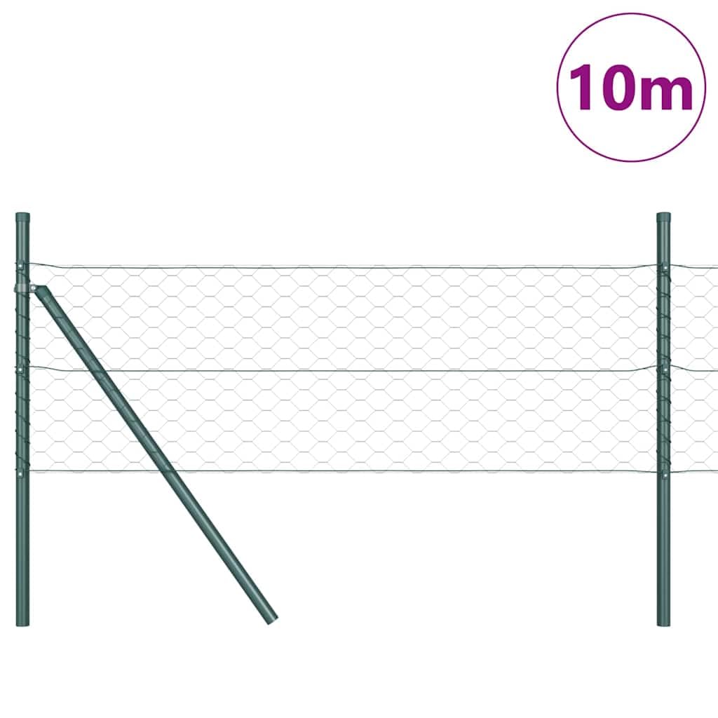 Postes de valla de acero recubierto de PVC de 10 x 0,8 m, con malla de 50 mm, juego de 5 postes, resistente a la intemperie y a la corrosión, para vallas de jardín y protección exterior