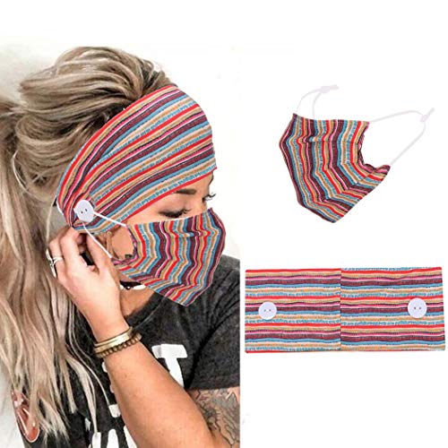 Gortin Boho Headbands Yoga Hair Bands with Mouth Cover Stretch Wide Head Bands Elastic Turban Headband Cloth Head Wraps Fashion Head Band Set Hair Accessories for Women and Girls (Pattern 1)