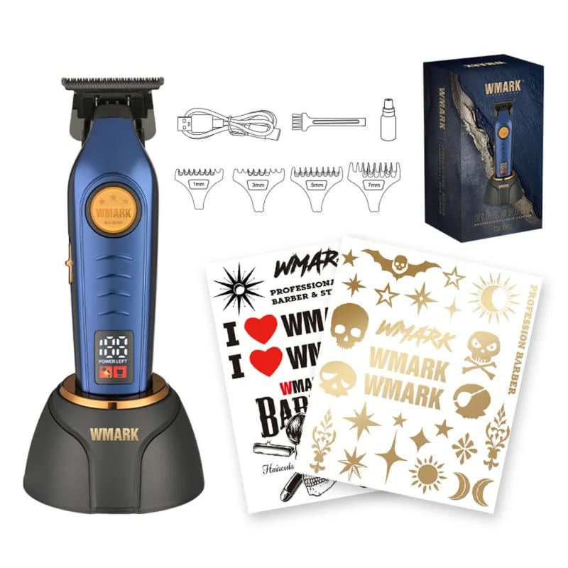 Image of WMARK Ng-8260 Men Metal Body Professional Trimmer 10000H+ Brushless Motor(Bldc)Powder Metallurgy 440C Stainless Steel Fade Blade Pro Li Outliner Cordless T Blade Hair Clipper 0 Gap Outlining,Model 30