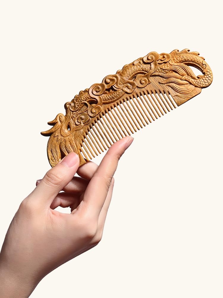 Peruka Grzebień Dragon Carved Comb Solid Wood Short Hair Comb Long Hair Comb Suitable for Beard, Hair, Styling Design Duże grzebienie do włosów