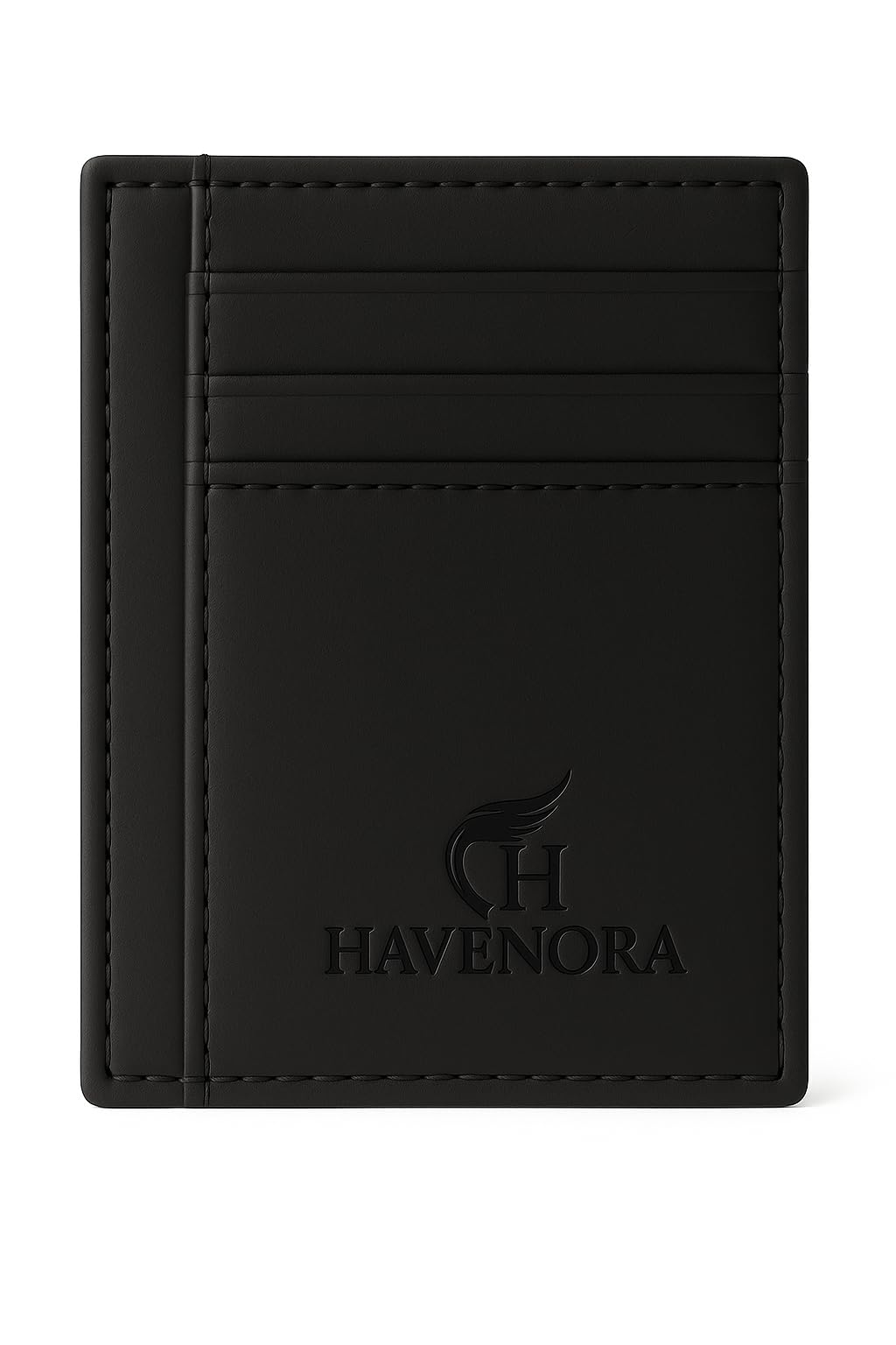 HAVENORA RFID-Blocking Slim Leather Wallet for Men & Women – Minimalist Full-Grain Card Holder with ID Window – Black, Tan, or Matte