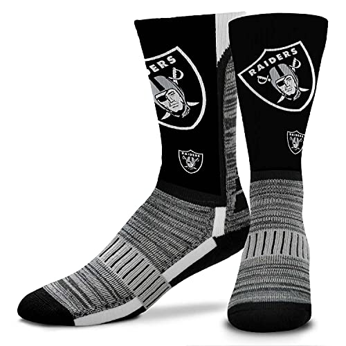 FBF NFL Adult V Curve Team Crew Socks, Footwear for Men and Women, Game Day Apparel (Las Vegas Raiders - Black, Adult Large)