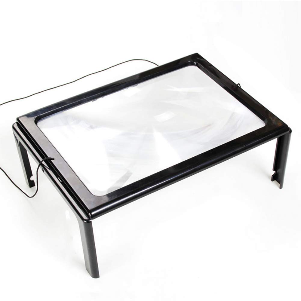 Lenti d'ingrandimento 3X Lente d'ingrandimento da lettura pieghevole Formato A4 Portatile con luce a LED per anziani Lettura Home Office Cucito Osservazione dei bambini