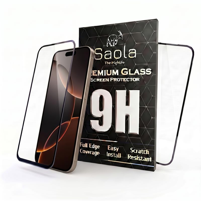 Image of Saola HD+ Oleophobic Tempered Glass For Apple Iphone 16 Pro (PACK OF 1) with Hassle-less Installation Kit. Full screen Coverage. 6.3 inch