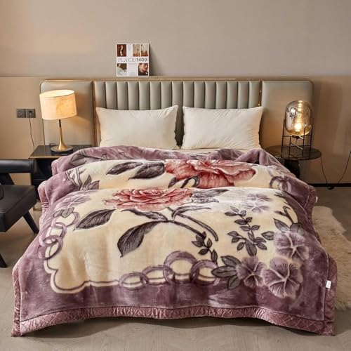 �؍��~���N�u�����P�b�g �L���O�T�C�Y ���� �t���[�X�ѕz 2�w ���o�[�V�u�� ���b�V�F�� �u�����P�b�g �x�b�h �\�t�@�[ �~�p �z�[���f�R���[�V����(C,Queen Size 79x91inch)