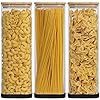 Laramaid 71oz 3Packs Glass Jars Set, Square Pantry Jars with Bamboo Lids and Black Silicone Bottom Protector, Black Labels and White Pen, Food Storage Containers for Home, Kitchen and Pantry