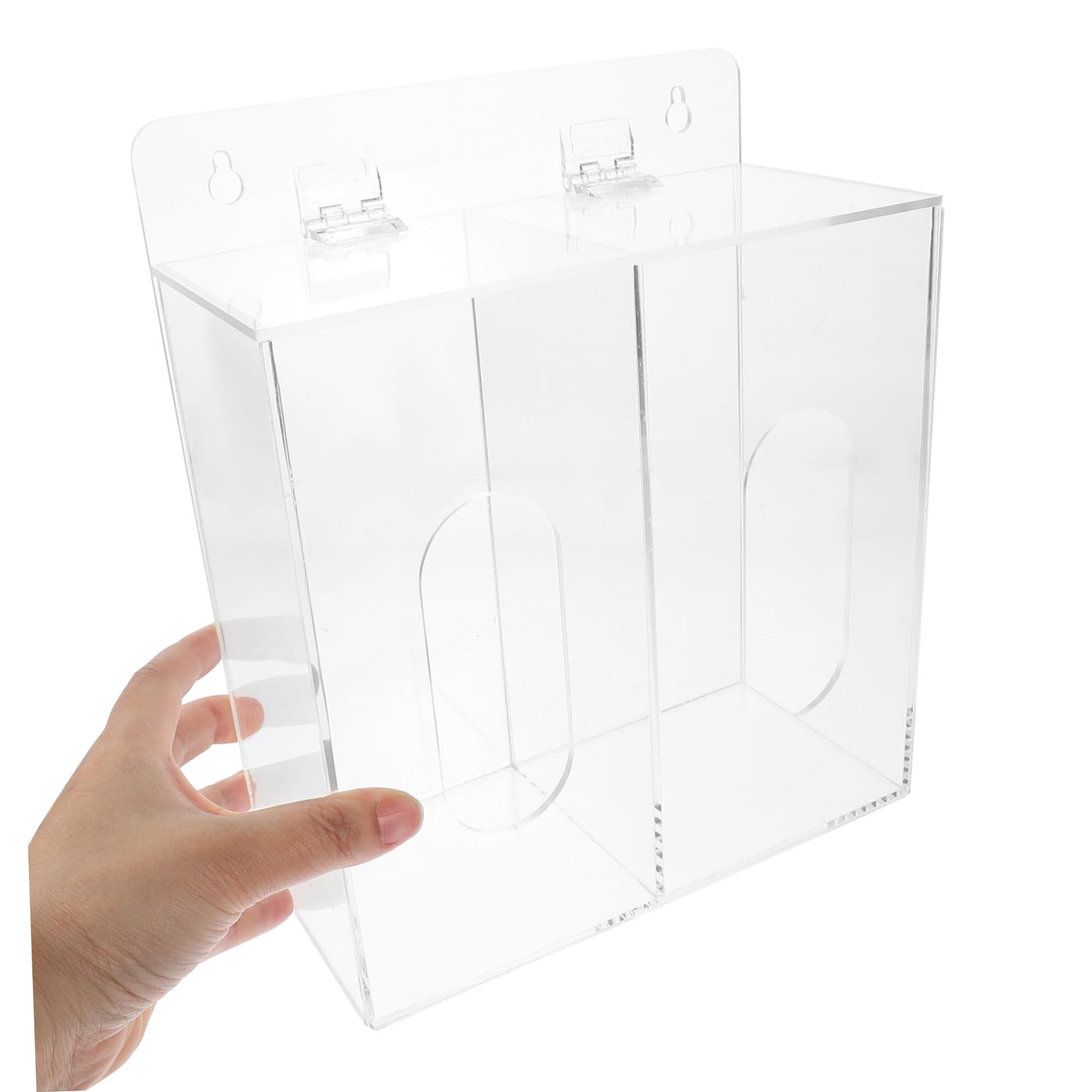 Dispenser per Guanti in Acrilico Trasparente da Parete con Due Scomparti, Design Salvaspazio per Mascherine e Guanti in Laboratori Professionali