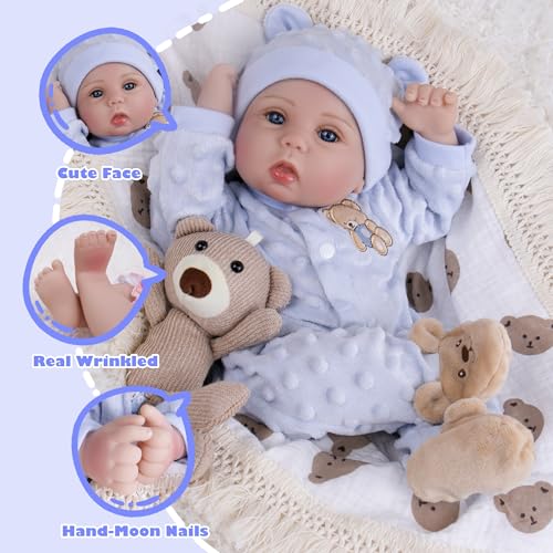 Muñeca Reborn Bebé Niño Realista 18 Pulgadas miniatura 6