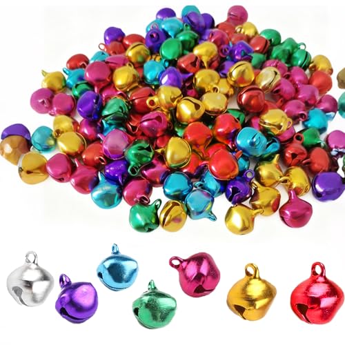 150 Pièces Grelots Clochettes de Noël Décoratifs - 12mm en Aluminium et Fer à Ouverture Linéaire et Croisée, pour Sapin, Animaux et Cadeaux Festifs