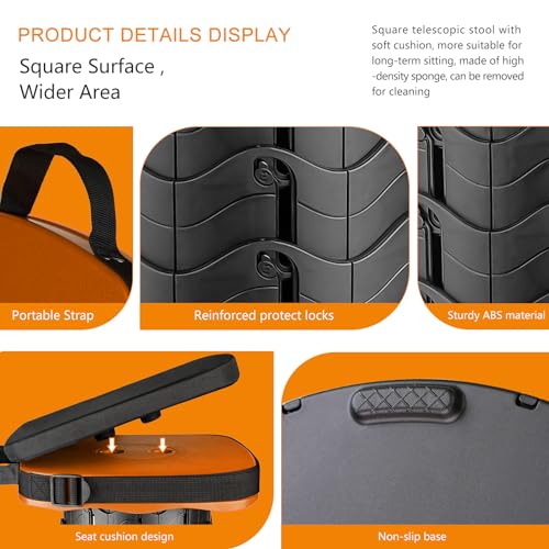 Image of Foldable Camping Stool with Cushion, Portable Folding Stool with Nylon Bag, Collapsible Stool for Adults Portable, Max Load 550 LB