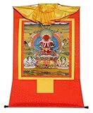 Tibetischer Thangka-Wandbehang aus Brokat, Amitayus (Buddha des unendlichen Lebens, Amida, Amitabha), Buddha-Wandteppich mit Schriftrolle, for Zen-Heimdekor-Meditation