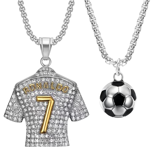 CANRNYACBZ - CANRNYACBZ 2 Stück Fußball Kette Ketten für Jungen Fussball Armbands Jungen Silber Nummer 7 Fussball Trikot Anhänger Fußball Trikot Halskette für Geburtstagsgeschenk Geschenk für Sportfan