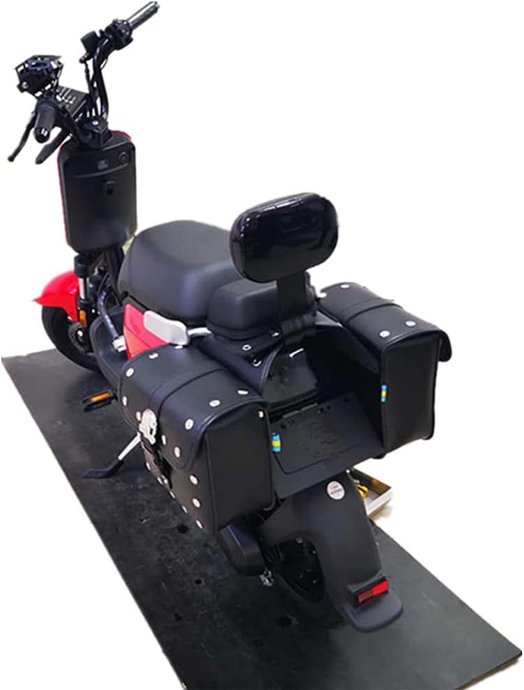 UNISTRENGH Bike Pannier Saddle Bags for Bicycles Rear Rack Waterproof Rear Bike Rack Storage Bag with Colorful Reflective Trim (Black with Rivets pattern)