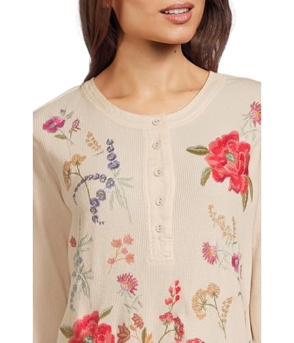 Johnny was Women's Mixed Media Henley Thermal4