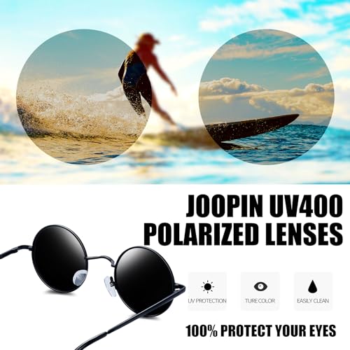 Joopin Óculos de sol redondos hippie para mulheres e homens, óculos de sol com proteção UV400, G06-p
