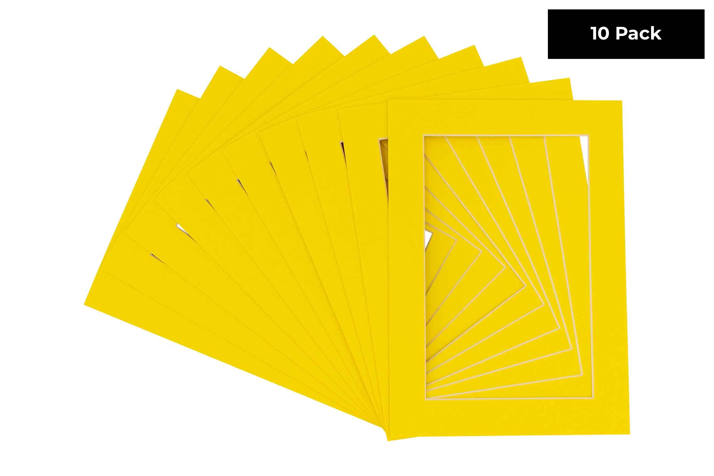 Pack of TEN 16x20 Mats Bevel Cut for 13x16 Photos - Acid Free Yellow Precut Matboards For Pictures, Photos, Framing - 4-ply Thickness