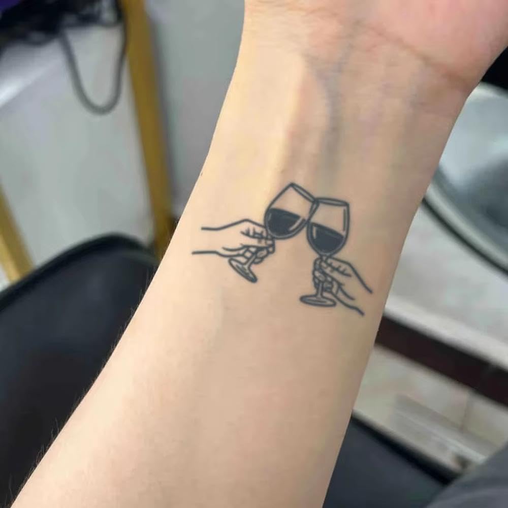 Tatuaje Minimalista De Aclamaciones, Pegatinas De Tatuaje Temporales A Base De Hierbas, Resistente Al Agua De Larga Duración Para La Palma Del Brazo(3 pcs)