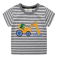 Unisex Baby T-Shirt Baumwolle Süß Karikatur Tier Muster Tops für 1-7 Jahre Alt (2-3 Jahre, H Streifen Bagger)
