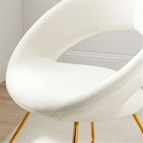 Miniatura 7 de Moday Nouvelle - Juego de 2 sillas de comedor de terciopelo de alto rendimiento, color blanco dorado