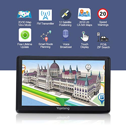 YoJetSing GPS Navigation for Car,Truck GPS 7 Inch HD GPS Navigator, Built-in 256MB+8GB Vehicle Navigation System, Voice Reminding