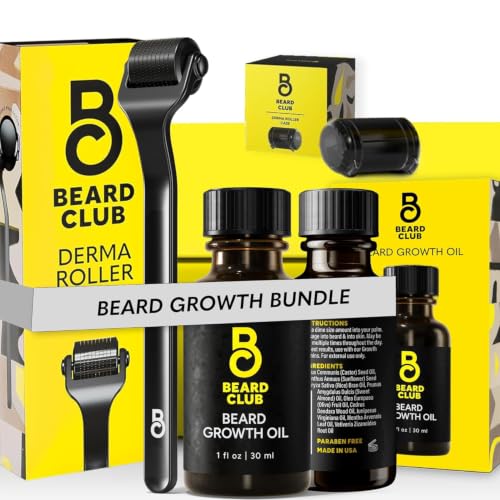 Beard Club Premium Derma Roller & Beard Growth Oil - Microneedling Roller with 540 Titanium...