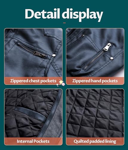Image of Boy's Faux Leather Jacket Windproof Warm Winter Coat Kids Bomber Outerwear Waterproof PU Motorcycle Jacket