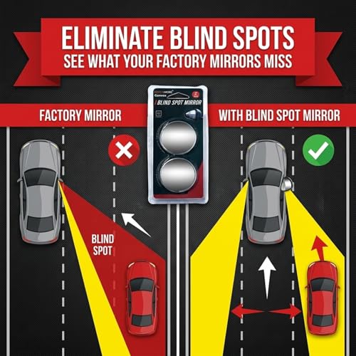 Blind Spot Mirror 2 Pack, 2 Inch HD Glass, Waterproof 3M Adhesive - Image 3
