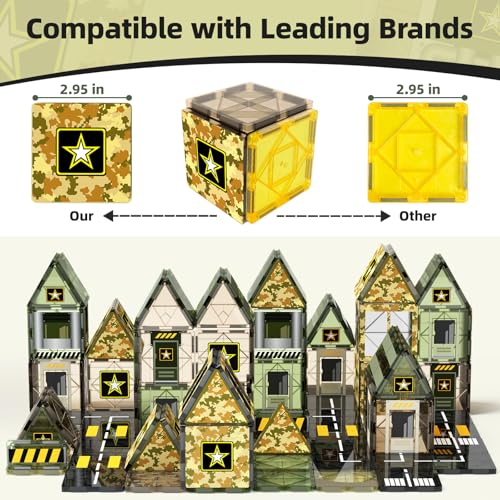 Gobidex JS01 Magnetic Tiles Army Toys, Magnet Tiles Building Blocks For Toddlers Montessori Sensory Stem Preschool Learning Toys For Kids Ages 3-5 4-8, Birthday Gifts For 3+ Year Old Boys Girls Kids Toys thumb #2