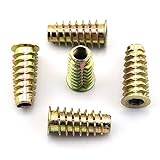 LQ Industrial 30pcs 25mm Furniture Screw-in Nut Zinc Alloy Bolt Fastener Connector Hex Socket Drive Threaded Insert Nuts For Wood Furniture Assortment 1/4
