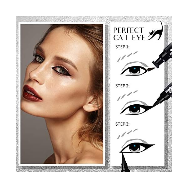 SHARLOVY Black Eyeliner Stamp Wingliner-Winged Eyeliner Stamps for Perfect Wing Cat Eyes Stamp Eyeliner, long Lasting Liquid Eyeliner Waterproof Smudge Proof 10MM