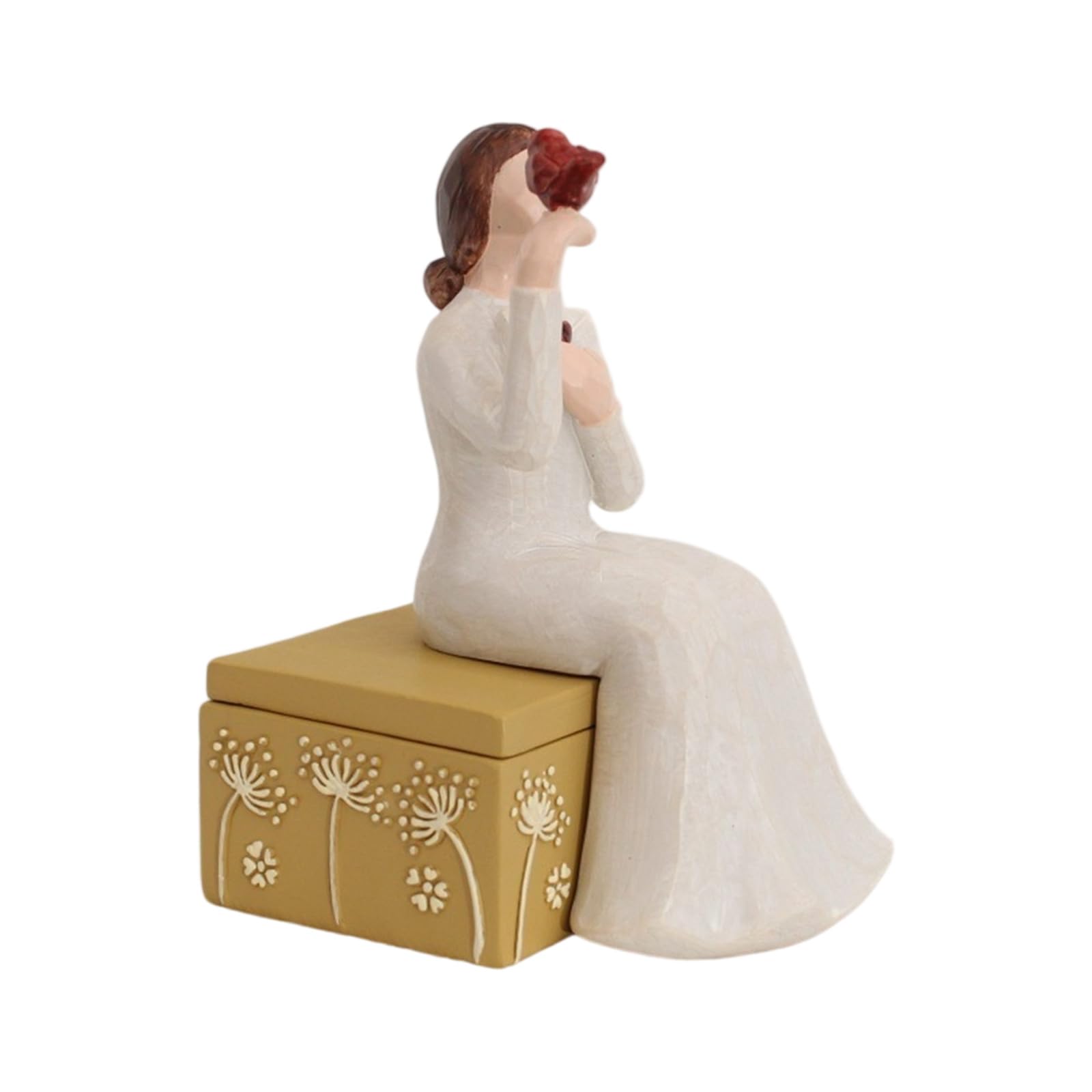 fexxkg Hand Carved Resin Jewelry Box with Doves For Rings Earrings Necklaces Storage And Home Decoration