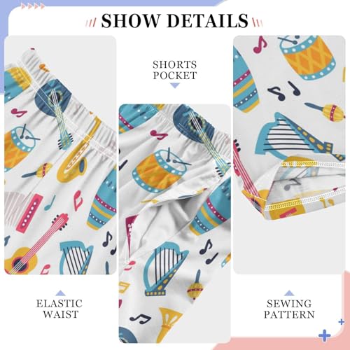 ZZXXB Accordion Drum Boys Long Pants Soft Trousers Elastic Waist Kids Lounge Bottoms with Pockets S-XL4