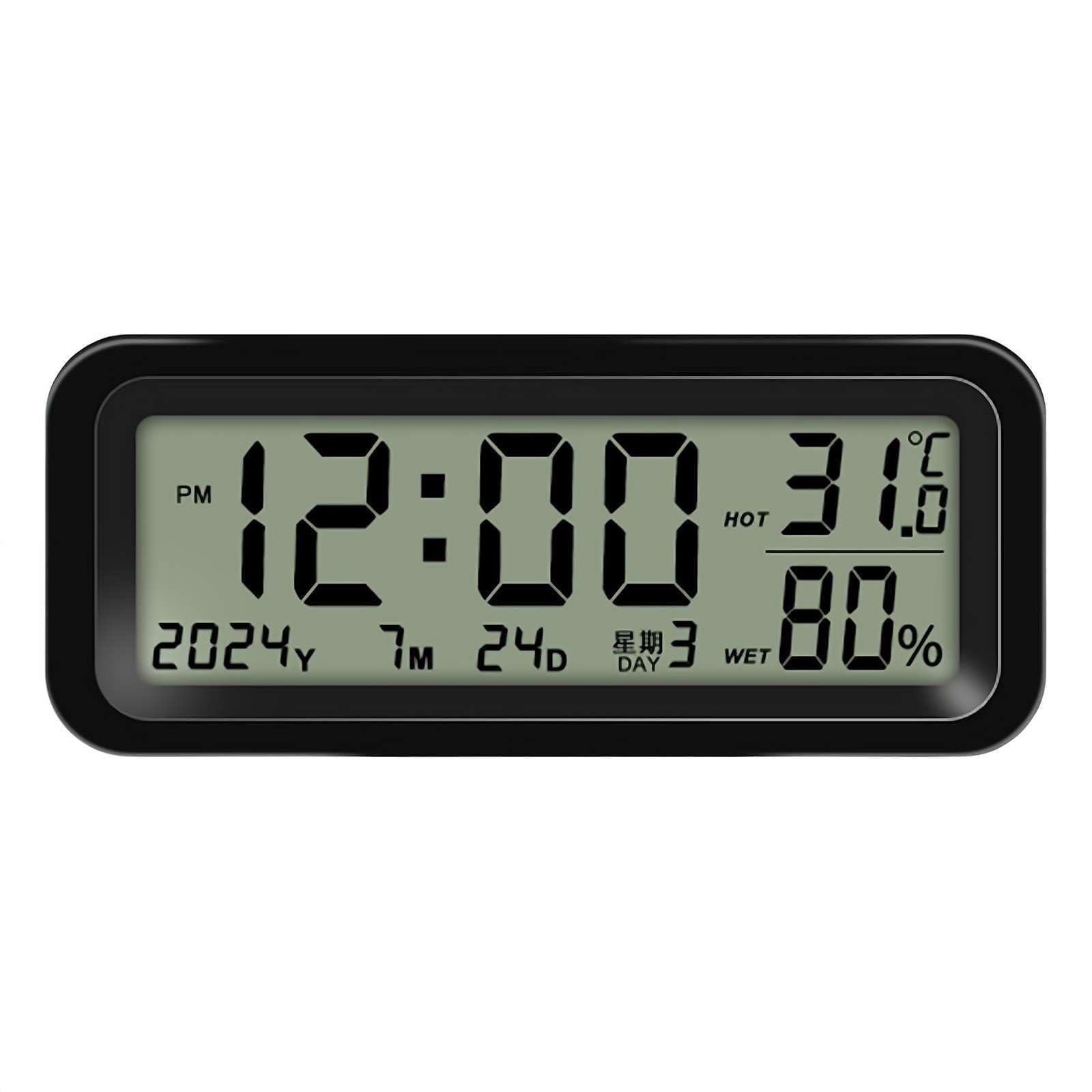 Orologio digitale solare per auto, misuratore di temperatura, umidità