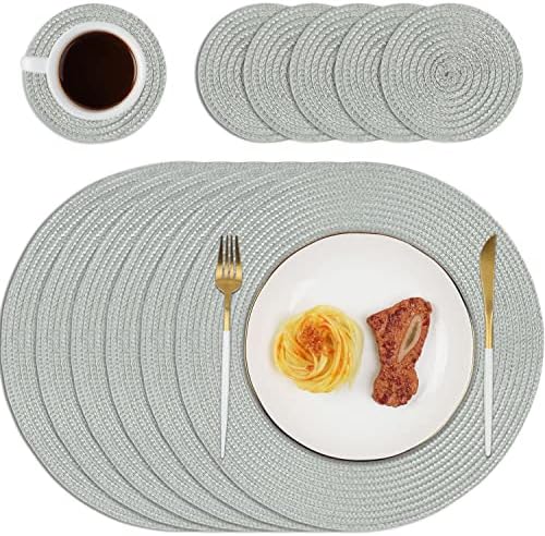 Shacos round placemats and coasters set of 6 round braided woven place