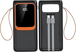 Power Bank Premium 50.000mAh Turbo 22.5W, Múltiplas Portas USB/Tipo-C, Display LED e Lanterna; Carregador Portátil para Viagens, Celular e Tablet. (Preto)