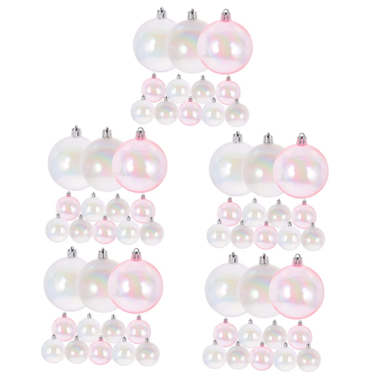24 Palline Natalizie Iridescenti Infrangibili - Decorazioni Riempibili In Plastica - Diametro 60 Mm - Arcobaleno Trasparente - 5