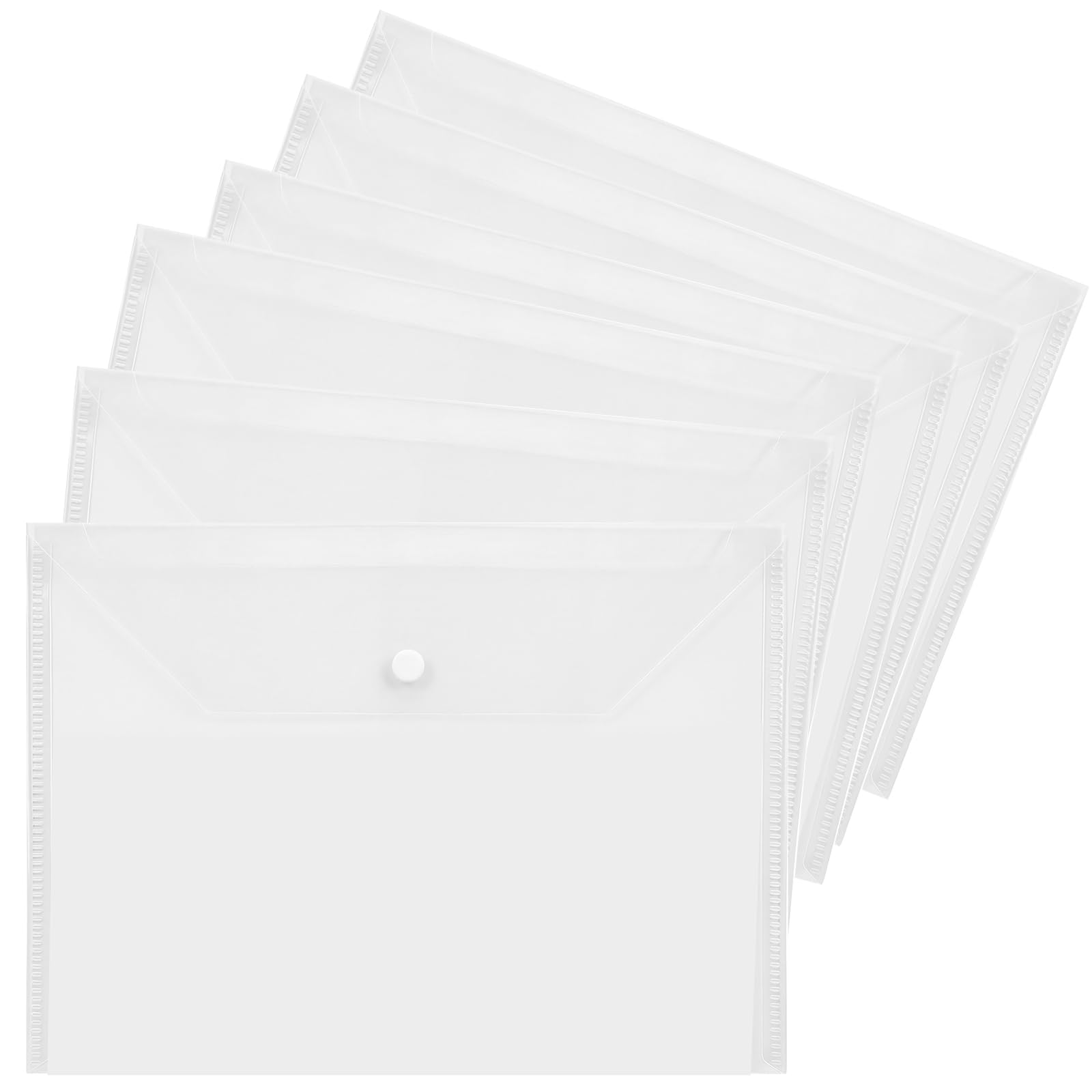 Plastic Wallets A5, 20 Pcs Clear Plastic Paper Wallets for Document Storage and Office Organization Supplies, A5 Popper Wallets Lightweight Transparent Folders with Snap Closure