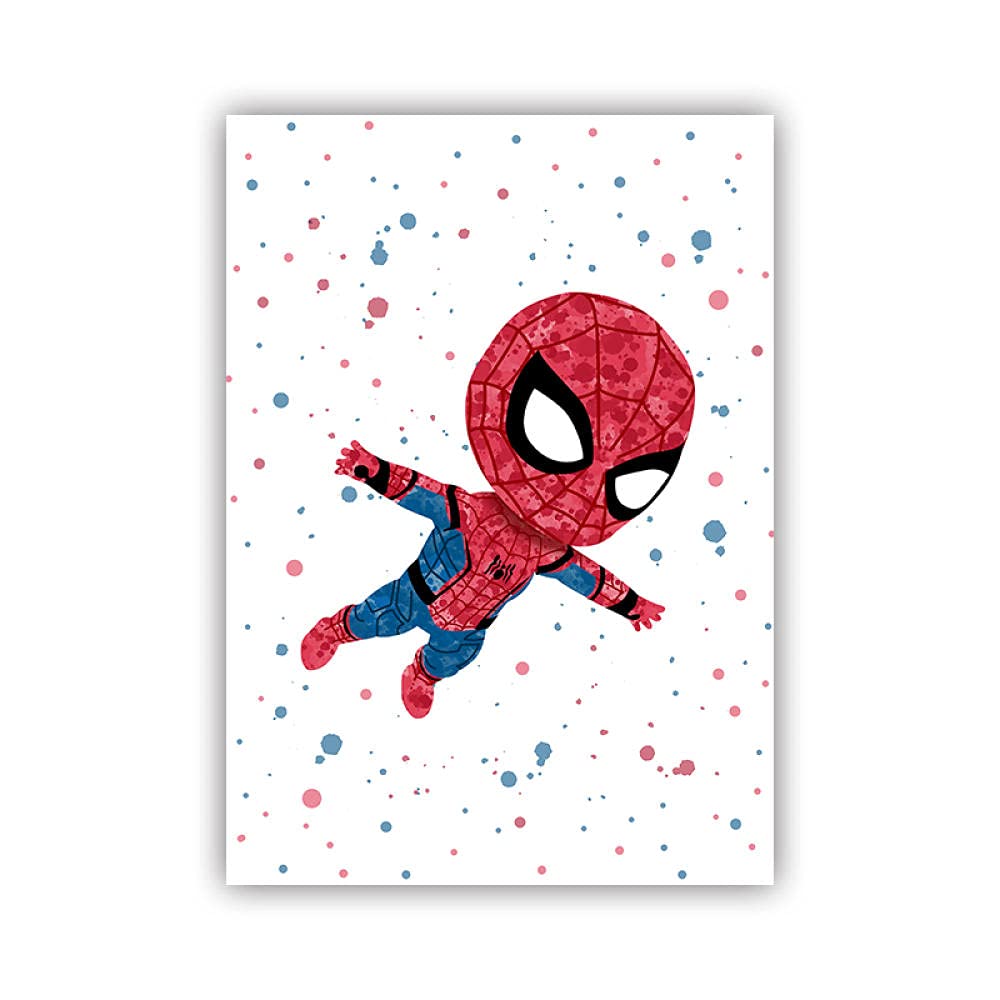 DASHBIG Acuarela superhéroes Lienzo Pintura Cartel Pared Arte imágenes niños niña niño guardería decoración del hogar | 30x42cmx6 sin Marco