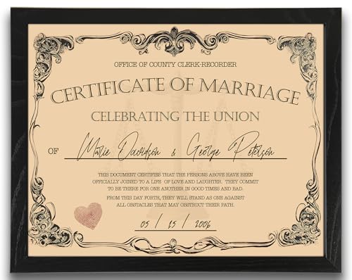 Customizable Certificate of Marriage | Personalized Wedding Certi...