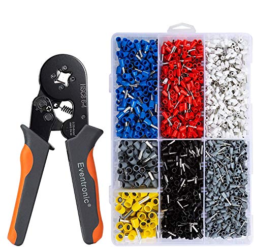 Eventronic Crimper Plier Set, Self-Adjustable Ratchet Wire Crimping Tool with 2000 Wire Terminal Crimp Connectors and Wire End Ferrule