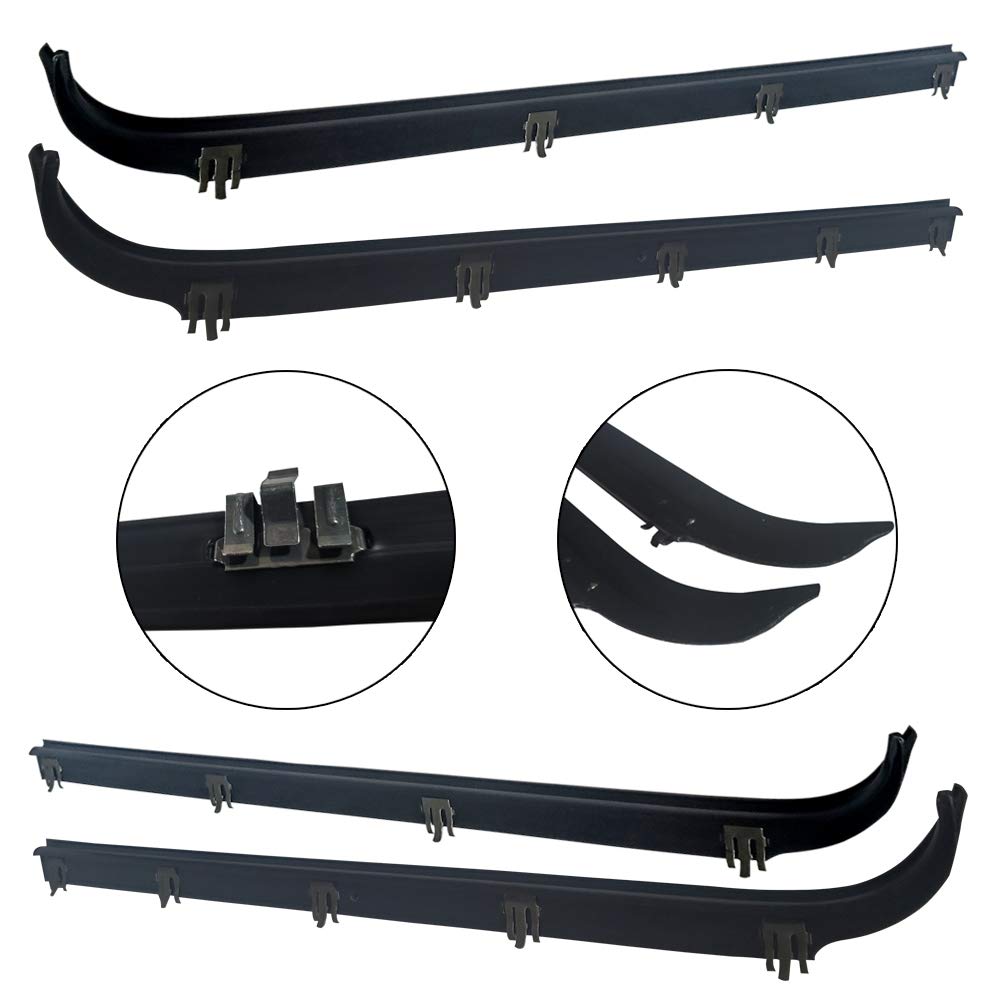 Make Auto Parts Manufacturing Passenger/Right Side and Driver/Left Side Inner and Outer Window Sweep Felts Weatherstrip 4 Pc kit - Rear/Front For Ford Bronco, F150, F250, F350 1987-1997