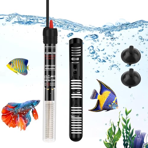 Calentador Acuario, 100W Termostato Acuario,con indicador de Temperatura, Calentador Sumergible,Calentador Acuario 120 litros, para Acuarios, Depósitos de Peces, Tortugas Marinas(20-34°C)