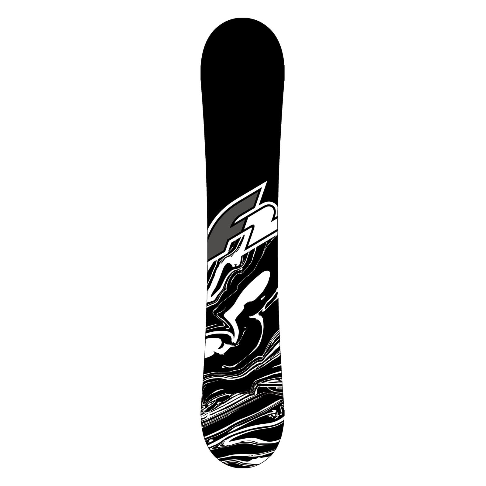 F2 Herren Snowboard Black Deck Freestyle Größe wählbar – Leichtes Freeride Snowboard für Anfänger und Fortgeschrittene, Schwarz, 2024/25