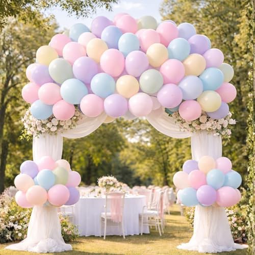 10 Inch Pastel Balloons (100 Pack) – Assorted Soft Matte Latex Party Balloons for Birthday, Baby Shower, Wedding & Event Decorations – Air & Helium Compatible - 1